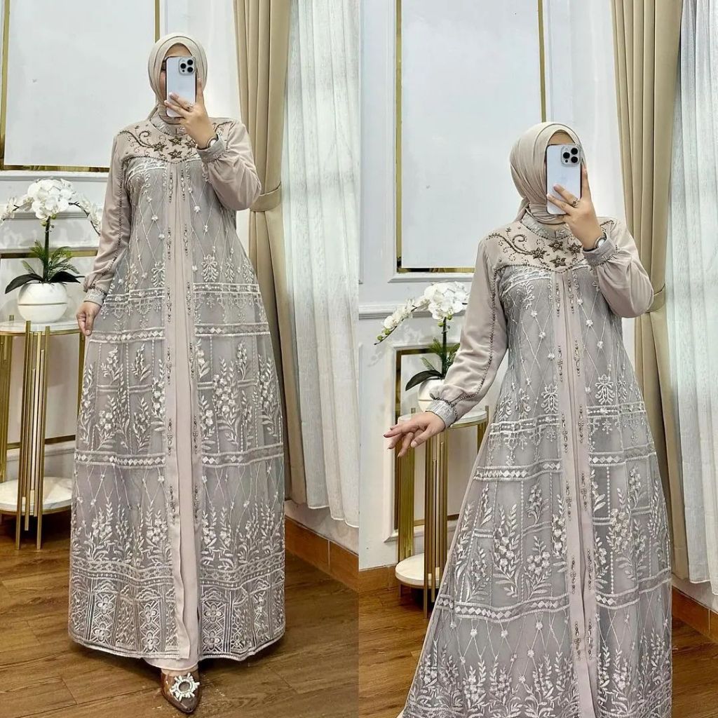 Aliyah Dress Cerutybabydoll X Brukat Dress Apk Pearl Sequin + Swaros Modern Gamis วันนี้