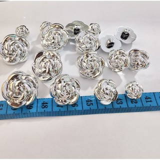 144 PCS KANCING JAMUT BUNGA SILVER  RM UKURAN 25 MM 21 MM 18 MM 13 MM 11 MM
