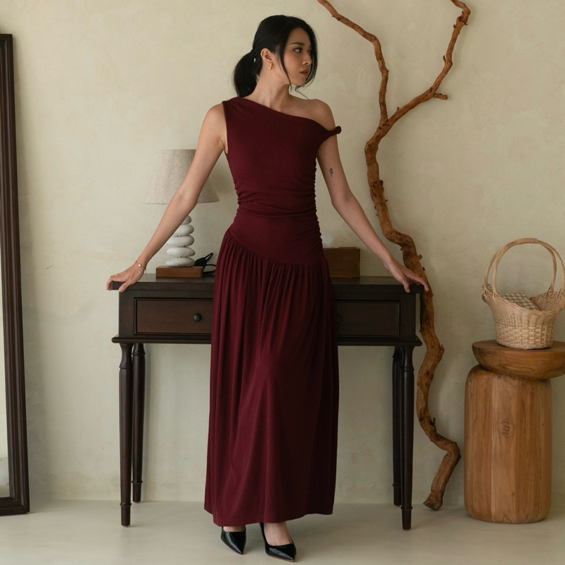 ชุด BLAIR | โรห์อา | ผู้หญิงถัก Ribbed หนึ่งไหล่ เอวสูง Maxi ยาว