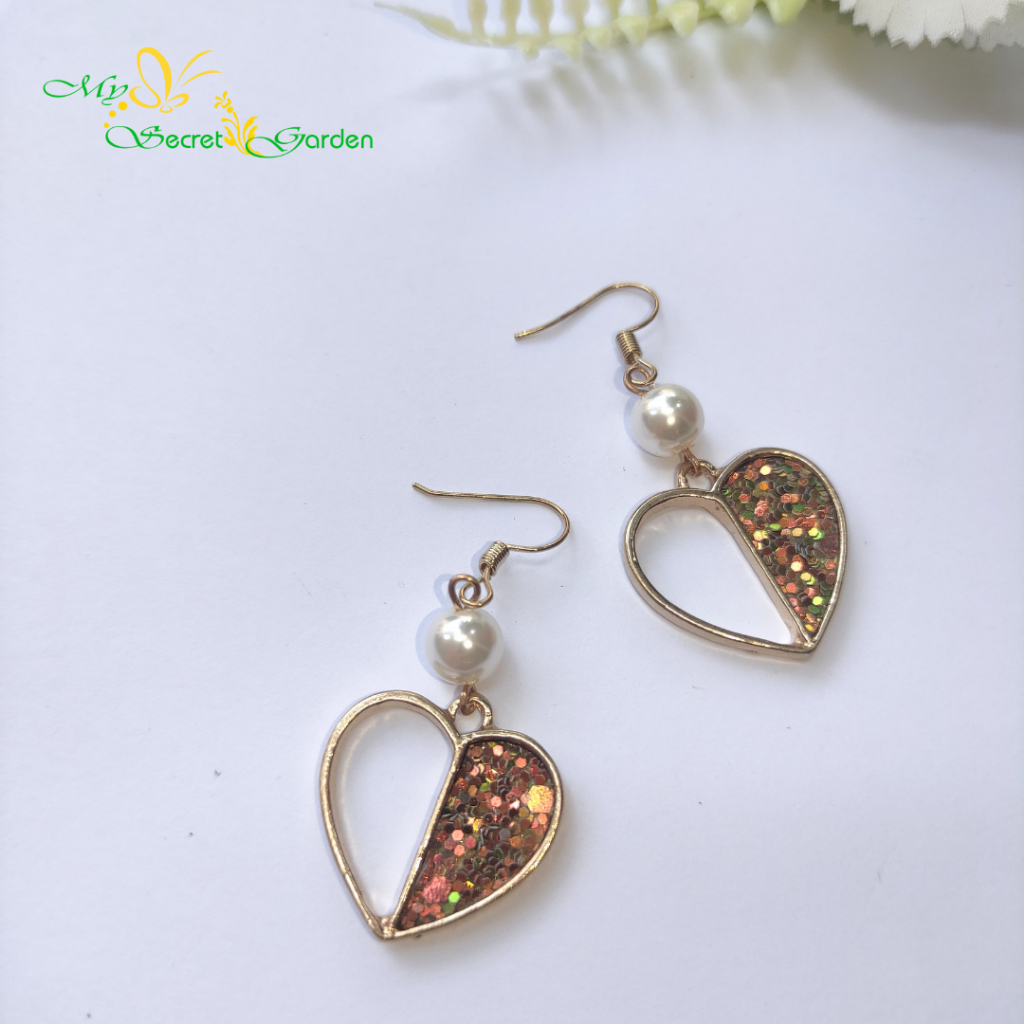 SHINY PEARL EARRINGS / GOLD SHINY EARRINGS / GOLD JURAI EARRINGS 7790!