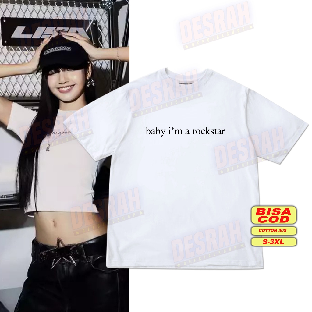 เสื้อยืด kpop เกาหลี LISA blac-pink Baby Antem a rockstar (ฟรี 2 ชิ้น polaroid blacpink)
