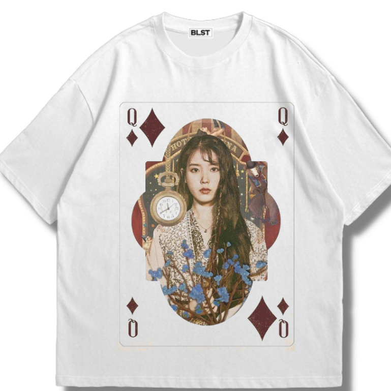 เสื้อยืด IU Queen White Oversize Vintage Tee เสื้อยืด