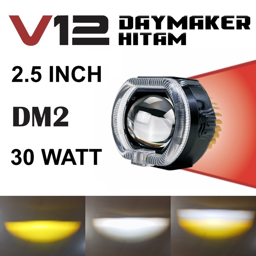 2.5 นิ้ว BiLED LED ไฟหน้า Ala Projie โปรเจคเตอร์ V12 DM2 สีดํารถจักรยานยนต์รถยนต์