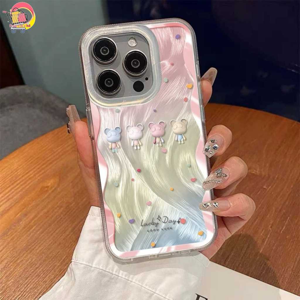 SS949 SOFTCASE SILICON FEATHER CASE LUCKY DAY BEAR CASING HP COMPATIBLE สําหรับ VIVO Y02 Y02T Y03 Y1