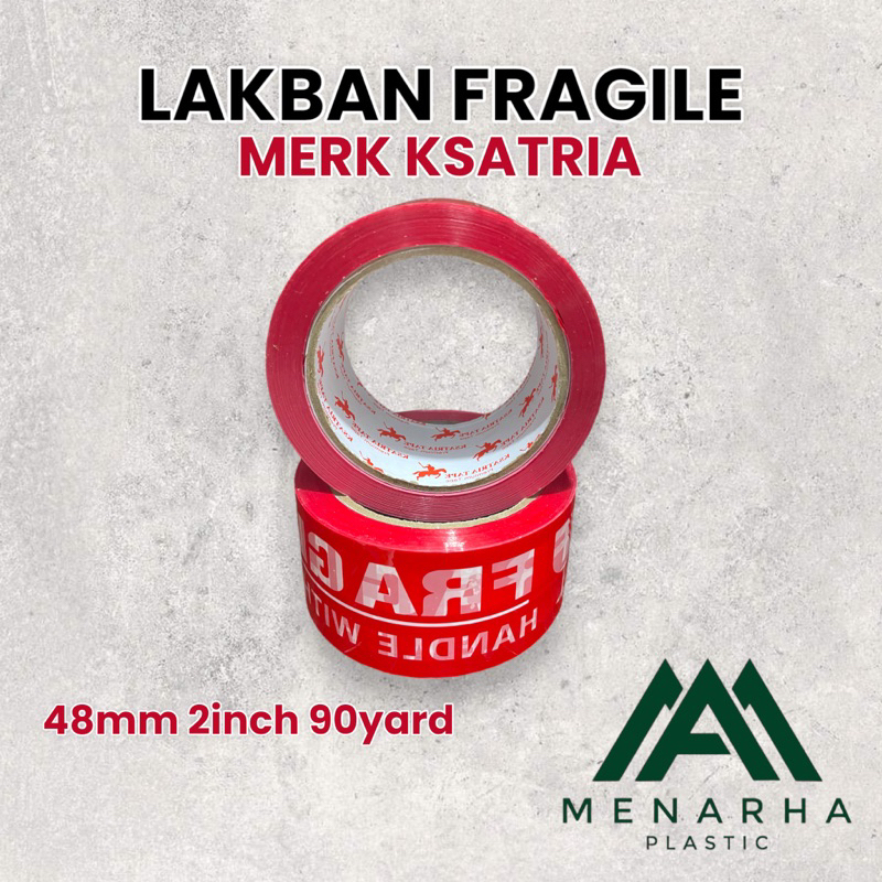 Merah Red Fragile Duct Tape/ Don& 39;t Slam Seal Duct Tape 48mm 90yards