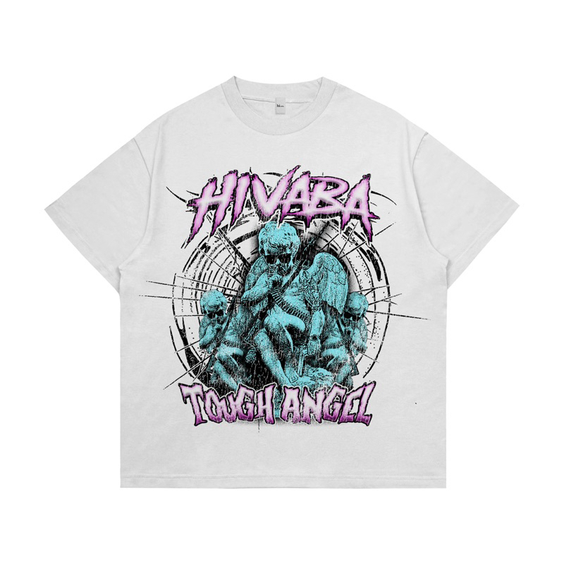 Hi VABA เสื้อยืดโอเวอร์ไซส์ Tough Angel | เสื้อยืดสตรีทแวร์ ไม่จํากัดเพศ