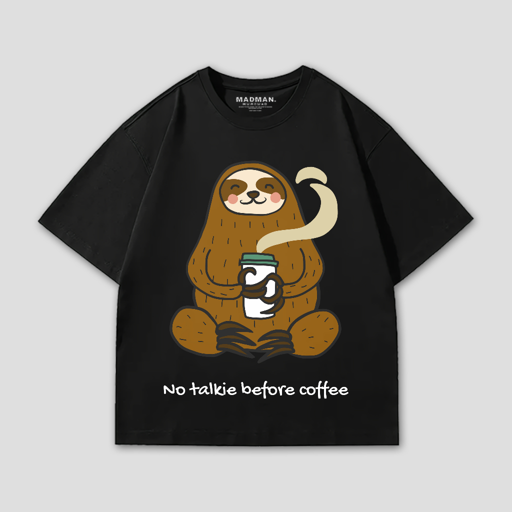 MADMAN เสื้อยืดโอเวอร์ไซส์ SLOTH COFFEE | โฮ | DMDM - 63
