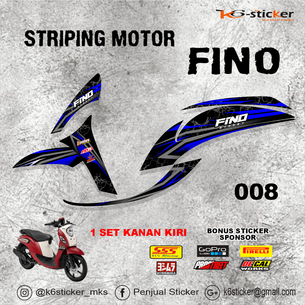 UNGU MERAH HIJAU Mio Fino 125 Grande Premium Striping List Sticker, หลากหลายสี, แดง, น้ําเงิน, เขียว, ชมพู, ม่วง, โทสก้า, ทอง