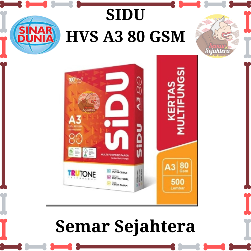 [RIM] PHOTOCOPY PAPER / HVS PAPER SIDU A3 80GSM PRINT PAPER