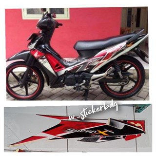 Hitam PUTIH สติกเกอร์ลายทาง Honda Supra X 125 R สีดํา และสีขาว