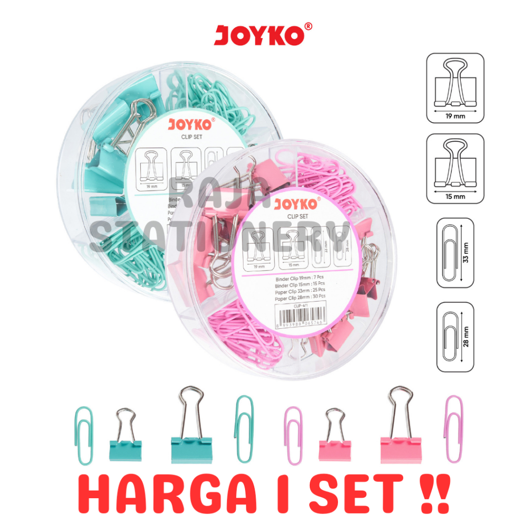 Joyko Binder Clip Paper Clip SET / Joyko Paper Clip File Clip-470 CLIP-471