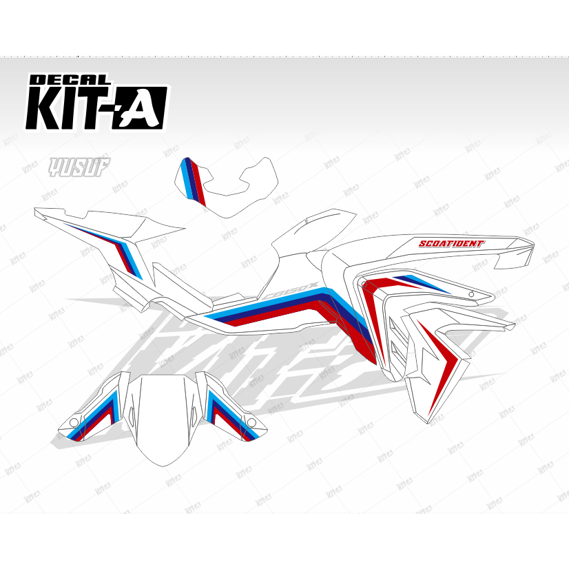 สติกเกอร์รูปลอกรถจักรยานยนต์ CB 150 X ล่าสุดพร้อม BMW MOTIF Full Body D-N4-031