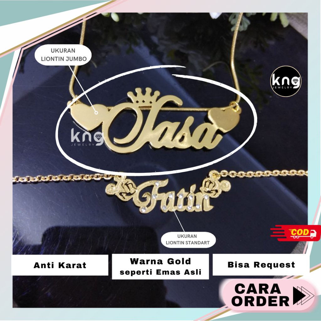 สร ้ อยคอชื ่ อผู ้ หญิง/สร ้ อยคอข ้ าว/HELLO KITTY Necklace SET/TITANIUM Necklace/Light Gold Neckl
