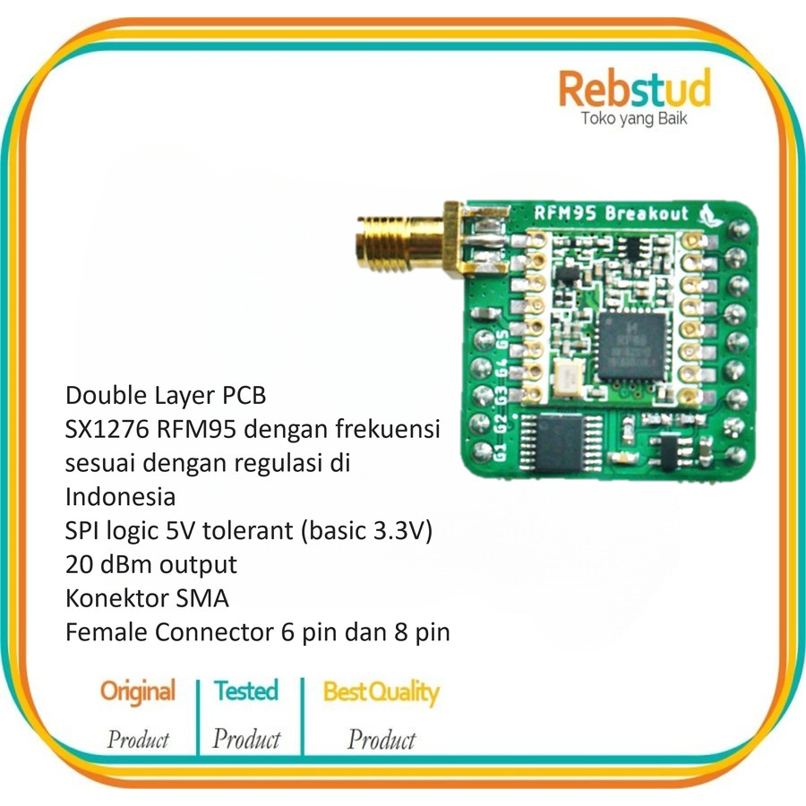 ModuleLoRa SX 1276 ไร้สายระยะไกล Node RFM95W 3V3-5V 20dBm byTuni
