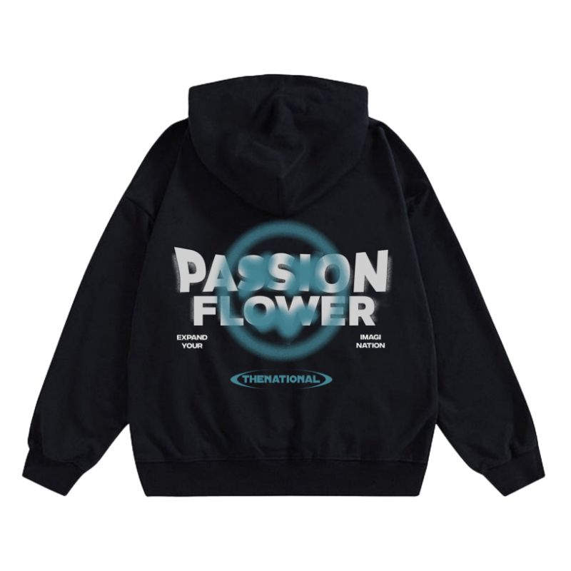 Thenational Hoodie Passion Flower สีดํา