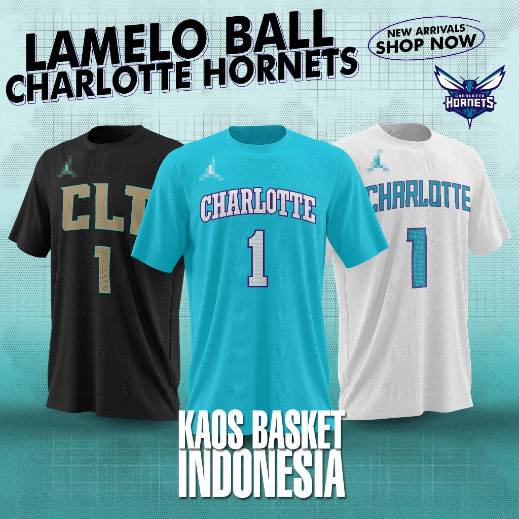 เสื้อบาสเก็ตบอลผู้ชายและผู้หญิง NBA เสื้อยืดบาสเก็ตบอล NO.1 Charlotte Hornets Lamelo Ball NBA เสื้อย