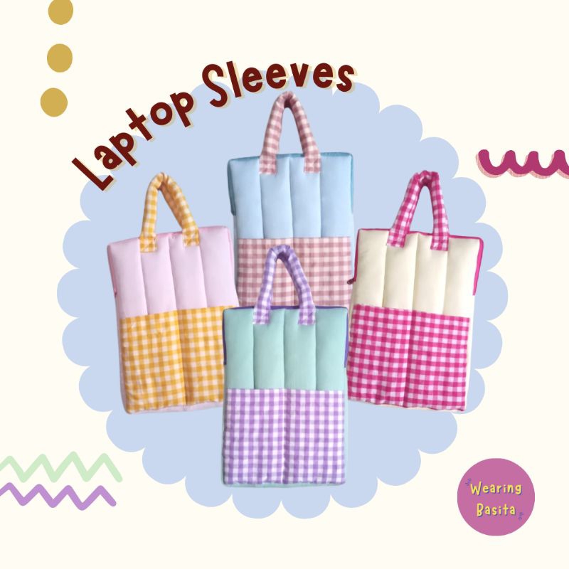 Laptop Sleeve Half Gingham Series โดย Wearing Basita (กระเป๋าแล็ปท็อป / เคสแล็ปท็อป / เคส Ipad / Puf