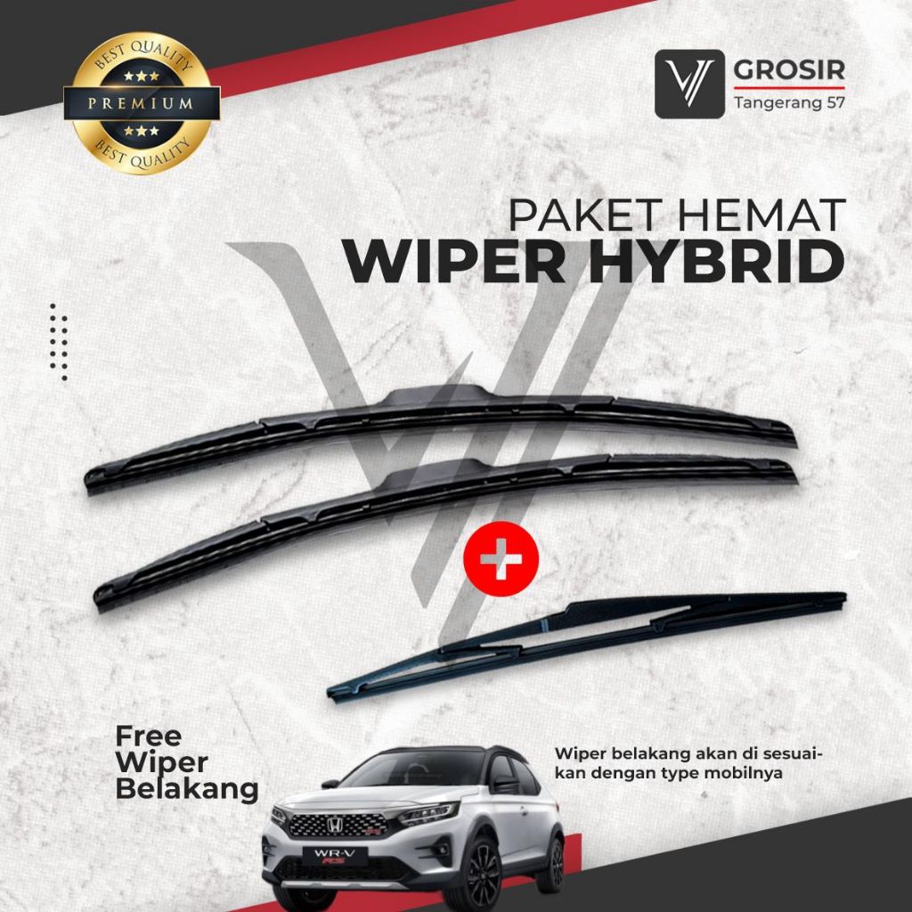 HONDA WRV RS 2022 แพ็คเกจปัดน้ําฝนใบมีดไฮบริดด้านหน้าด้านหลัง 3 ชิ้น