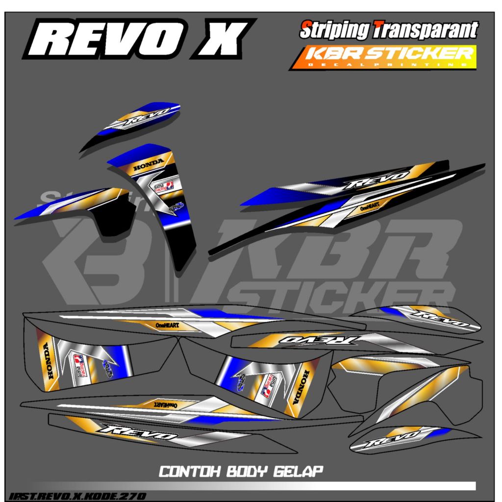 Revo X HONDA REVO X สติกเกอร์ติดตกแต่งรถจักรยานยนต์ - สติกเกอร์แผนภูมิสี เรียบง่าย พร้อมโฮโลแกรม และการออกแบบการแข่งรถแบบโปร่งใส IP.KODE-270
