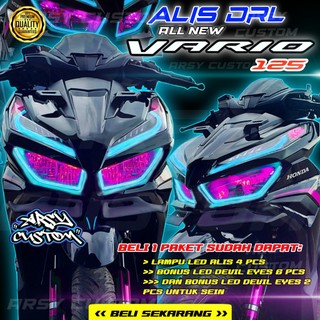 Lampu Alis Vario 125 LED New 125 150 LED New 2018 2019 2020 2021 2022 2023 Lampu Alis Vario LED New Bonus Lampu Devil Eyes Sein Headlamp Lampu Alis Slim Flexibel DRL Senja Kota Devil Eyes Demon Eyes Aksesoris Motor Variasi Honda Vario New