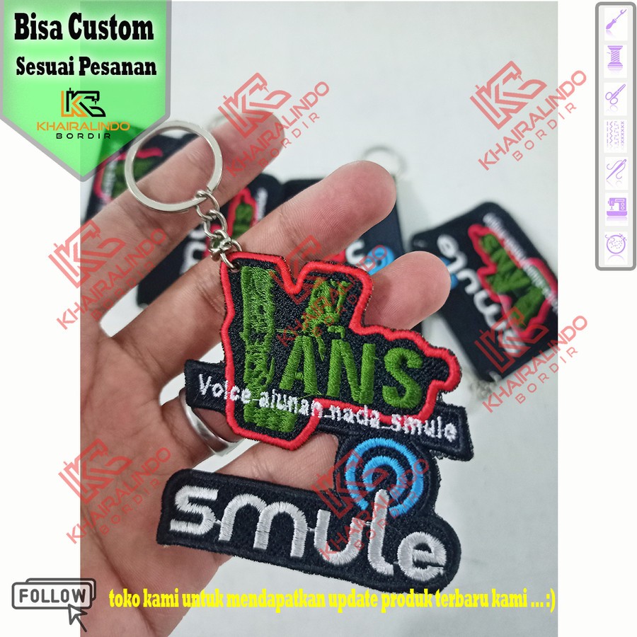 GANTUNGAN พวงกุญแจปัก smule ด้านเดียวสามารถปรับแต่งได้