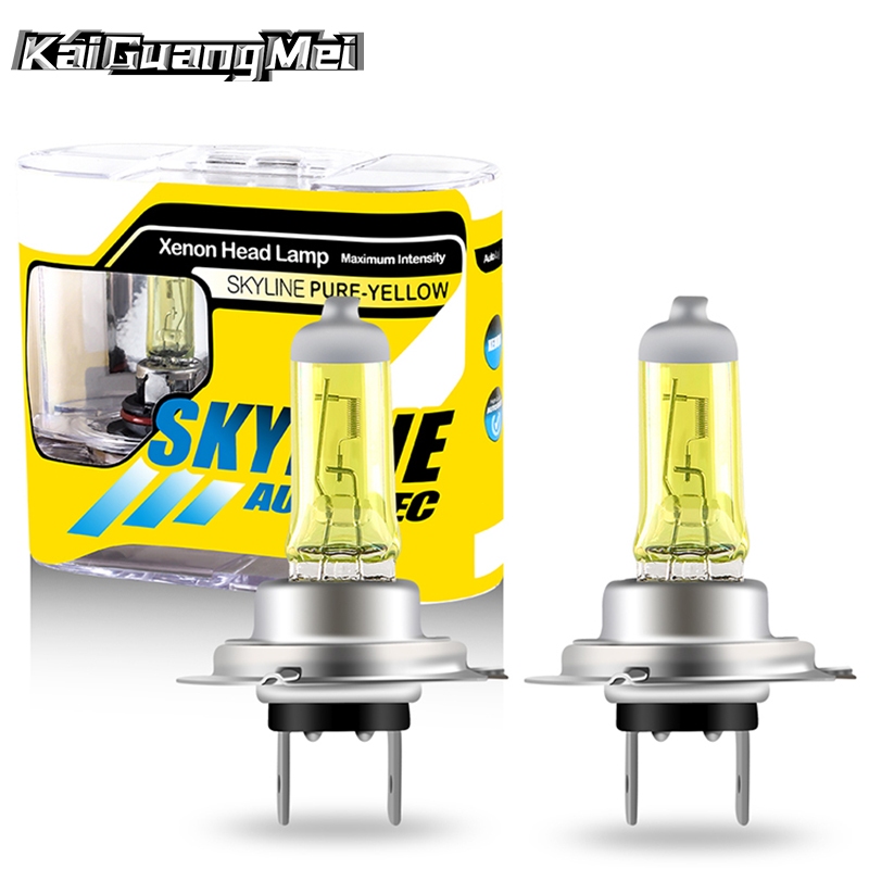 2 Baulah/H1 H3 H4 H7 H8 H9 H11 Hb3 Hb4 55W 12V 3000K สีเหลืองสําหรับรถหมอกโคมไฟ