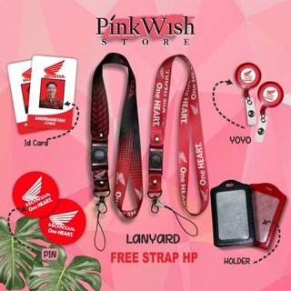 Tali Idcard Honda One Heart Hitam/Merah / Lanyard HONDA ONE HEART / Tali Honda Montor [READY STOCK] TERMURAH!! Beli Eceran Rasa Grosir