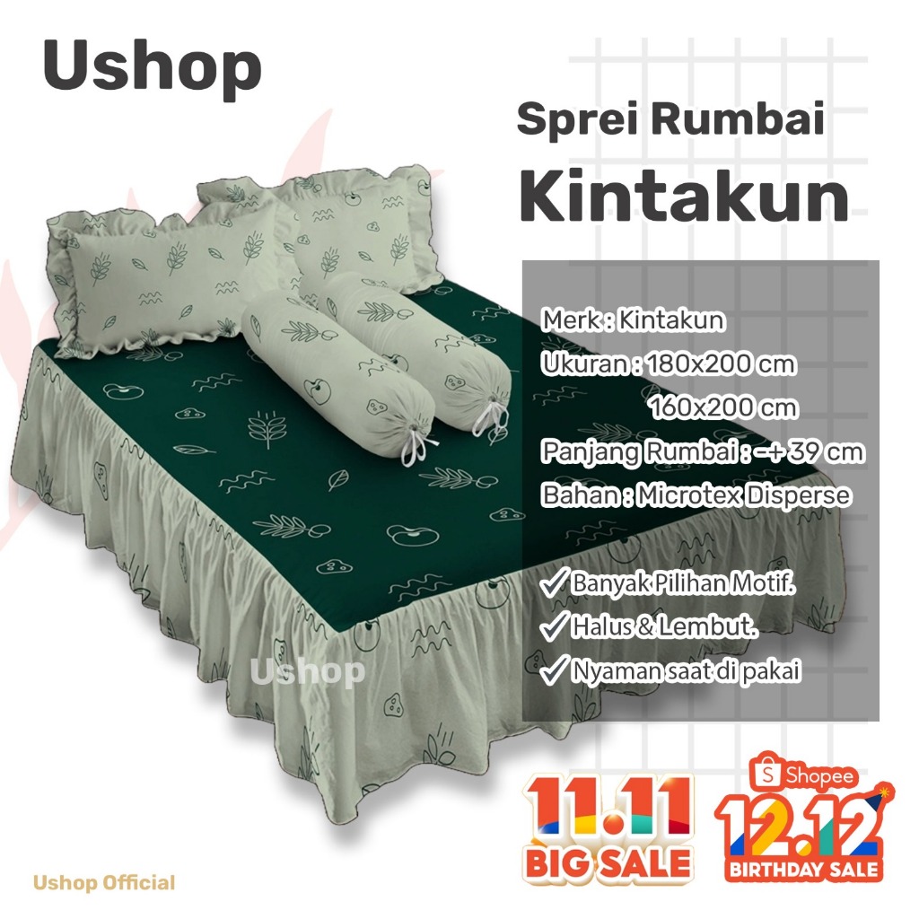 Kintakun Rumbai Pillow Bed Sheet 4 180x200 / 160x200 P3 - Indira Bakala Raduga Jengala Kusuma Puspar