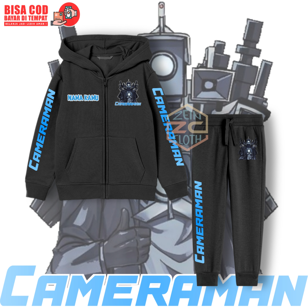Titan Cameraman Kids Suit / Cameraman อัพเกรด Skibidi Toilet Kids Zipper Jogger Set