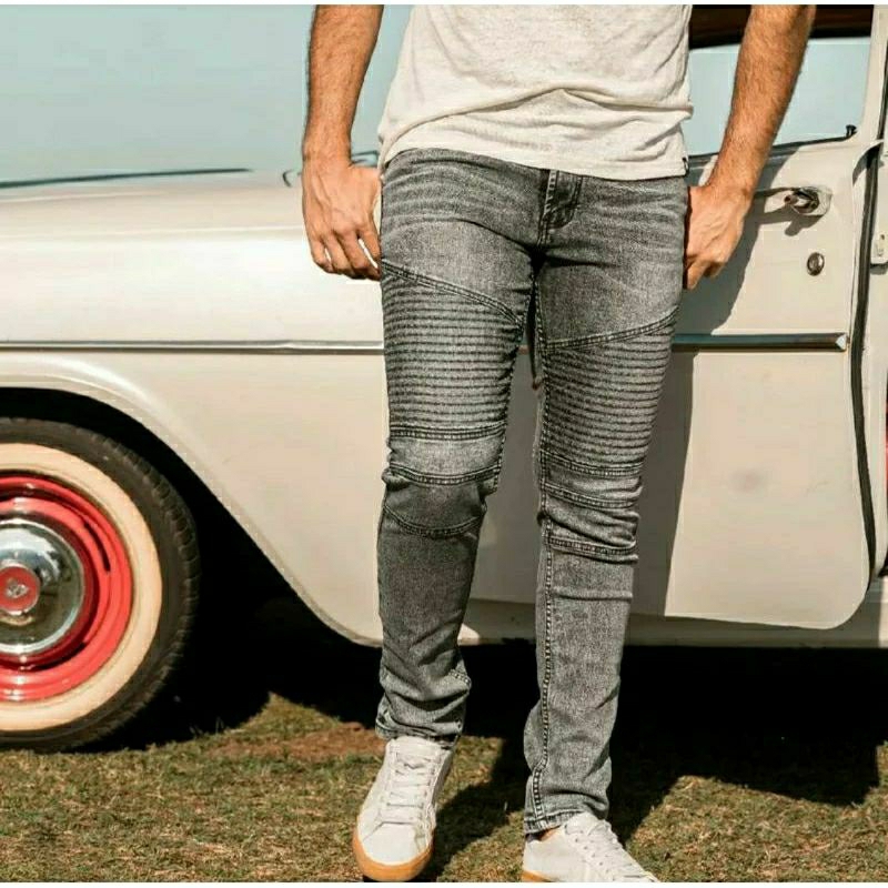 Bikers Rider Ripped - Mens Biker Jeans Patch - Mens Skinny Biker Rider Ripped Pants
