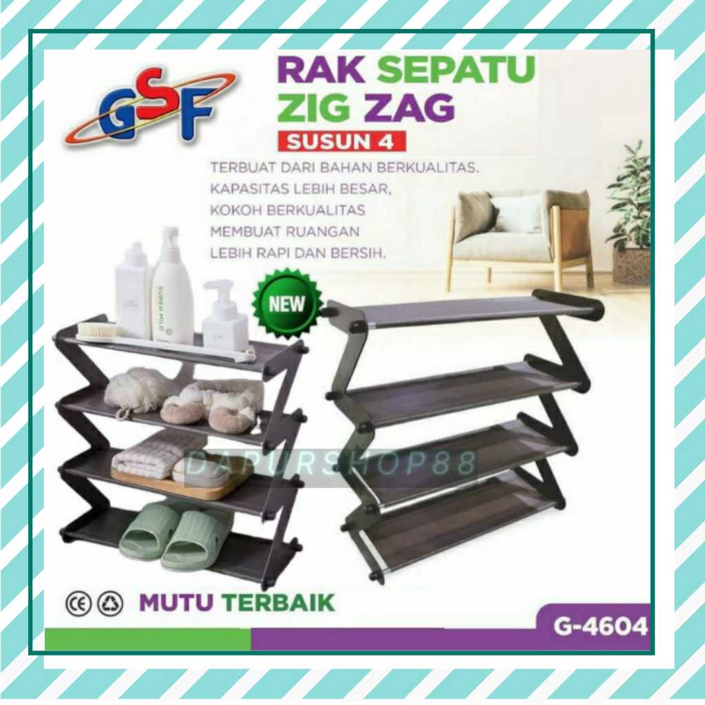 GSF G-4604 SHOE RACK / 4-TIER ZIG ZAG SHOE RACK GSF 4604 / 4-TIER SHOE, รองเท้าแตะ, รองเท้าแตะ, และร