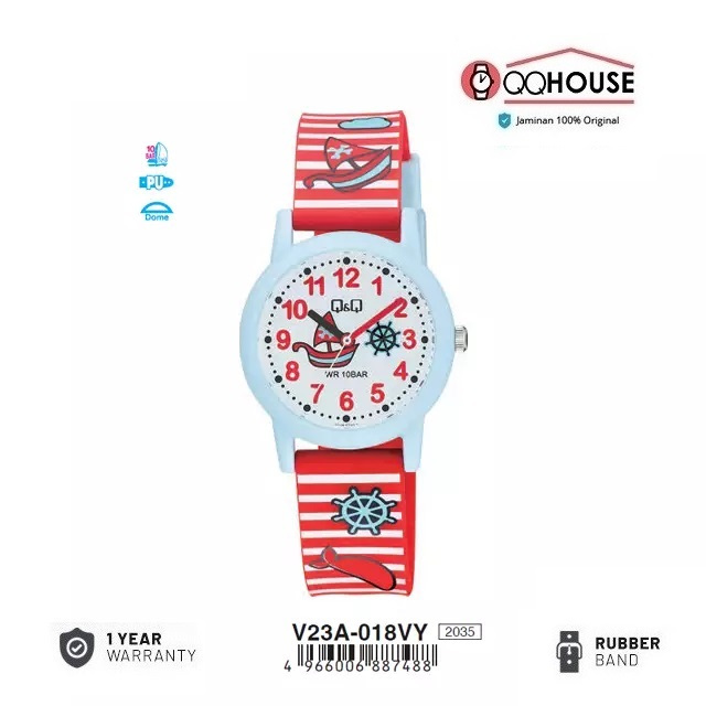 Q&Q QQ QNQ V23 V23A V23A-018VY ORIGINAL RUBBER BAND KIDS WATCH CHILDRENS WATCH RUBBER STRAP