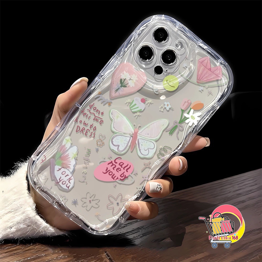 SS871 TRANSPARADE BUTTERFLY SILICONE SOFTCASE SHOCKPROOF สําหรับ XIAOMI REDMI A5 POCO M3 C71 14C 13 