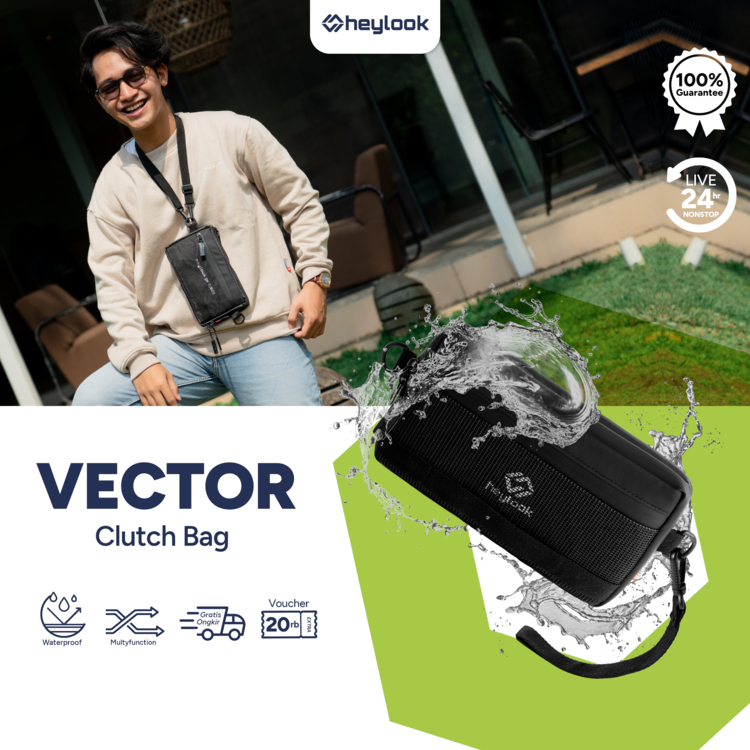 Heylook Official - กระเป๋าสะพายข้างผู้ชาย VECTOR กระเป๋าสะพาย Multi-Function 4 in 1 HP Sling Phone Clutch Bag Mens Waterproof Hand Bag Waterproof Sling Bag Leather Waistbag Distro