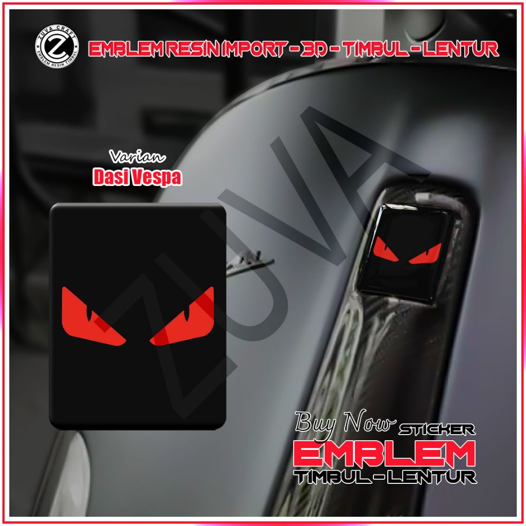 MATA MERAH VESPA EMBLEM สติกเกอร์ FENDI MONSTER โลโก้ RED EYES RAISED EMBLEM VESPA สติ๊กเกอร์ VESPA 
