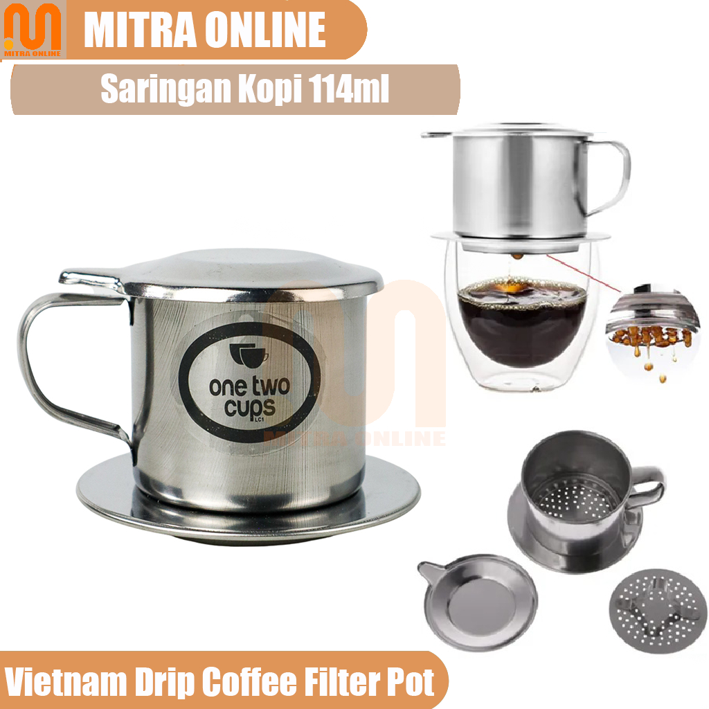 One Two Cups Vietnam Drip Coffee Filter Pot 8Q 180ml - LC1 - Silver Coffee Dripper Vietnam Drip Filt