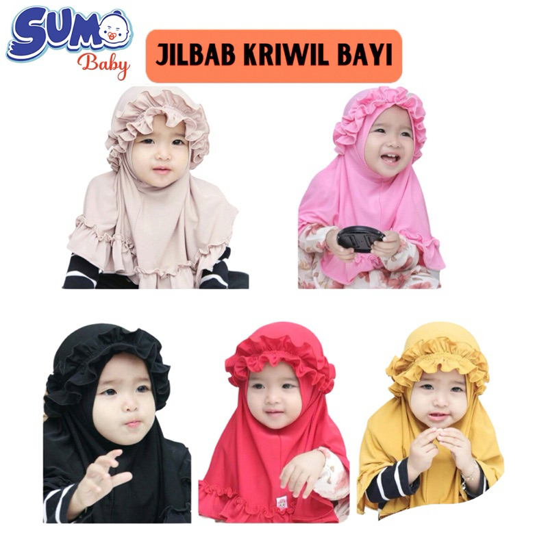 SumoBaby Baby Hijab, Baby Girl, Instant Curly Bergo