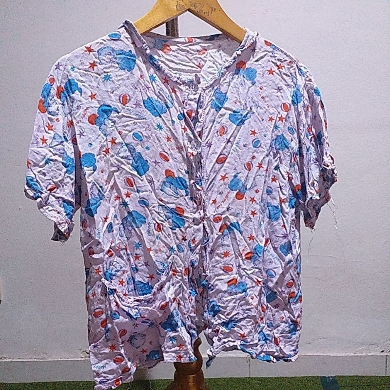 KATUN RAYON COTTON SLEEP TOP LD110/56CM HAPPY CAT MOTIF SHORT SLEEVES