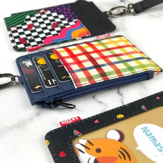 ที่ใส่บัตรประชาชน กระเป๋าสตางค์แบบแขวน ป้ายชื่อ เชือกคล้องบัตร ซิป motif