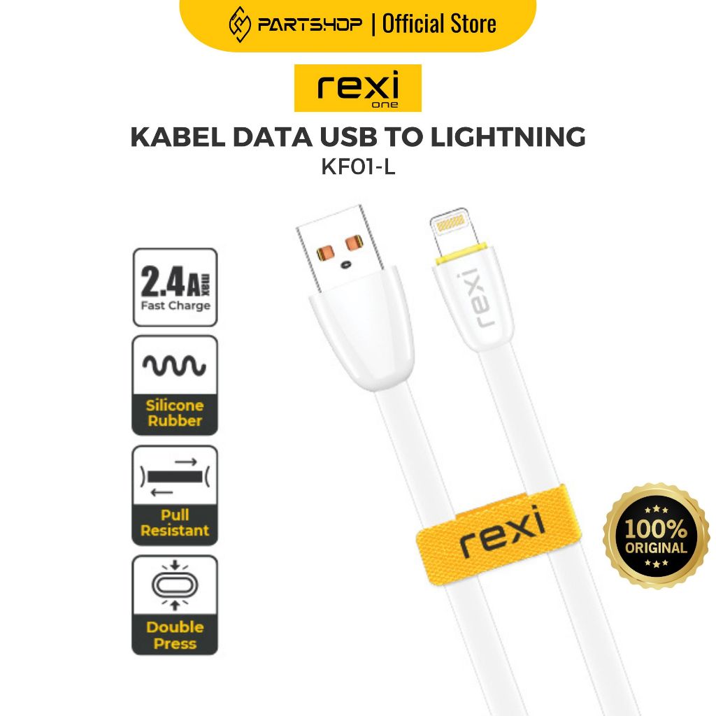 REXI KF01-L Nanoceramic 2.4A fast charge Flat Iphone Data Cable