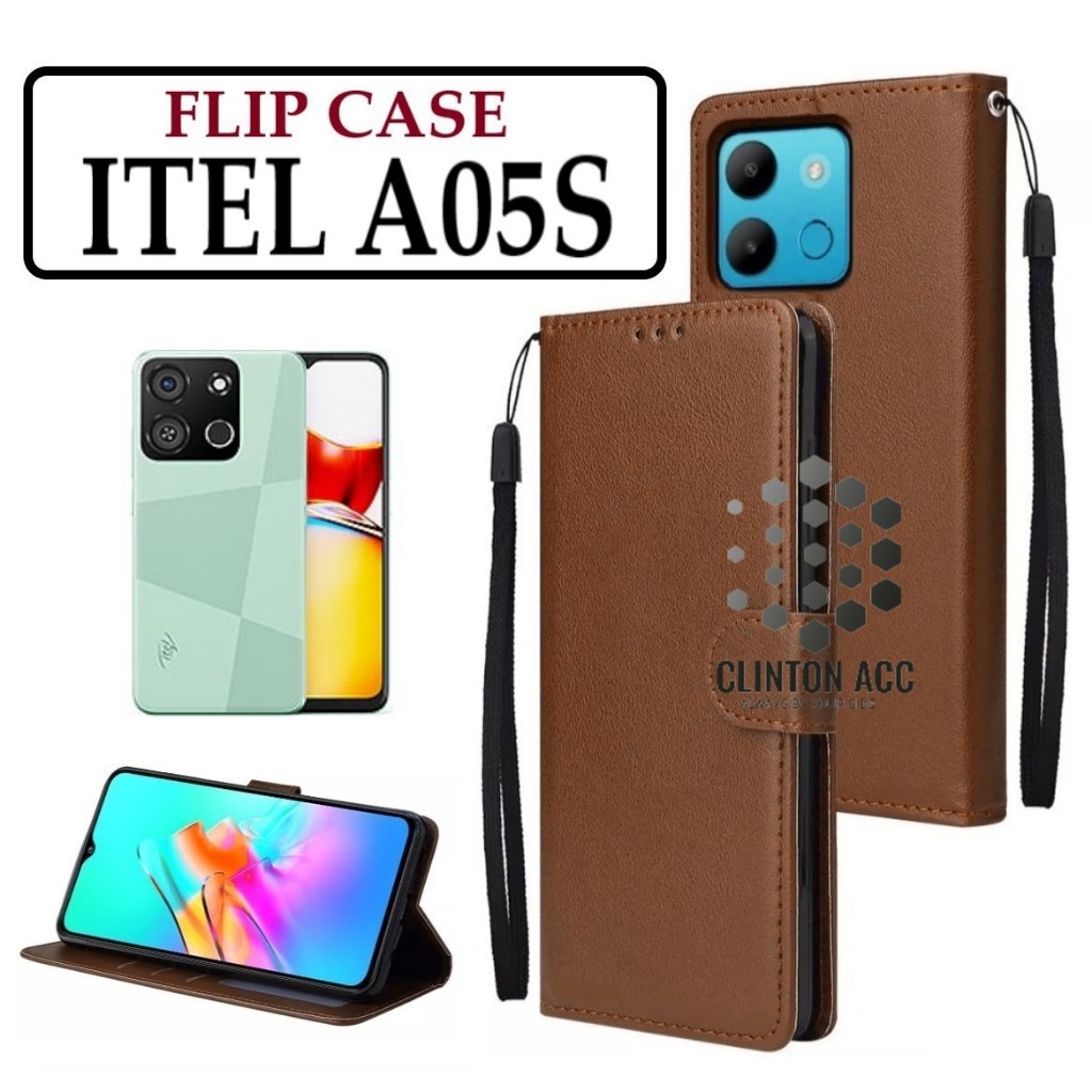 CASE HP itel A05S FLIP WALLET LEATHER WALLET SOFTCASE PREMIUM FLIP COVER OPEN CLOSE FLIP CASE ITEL A