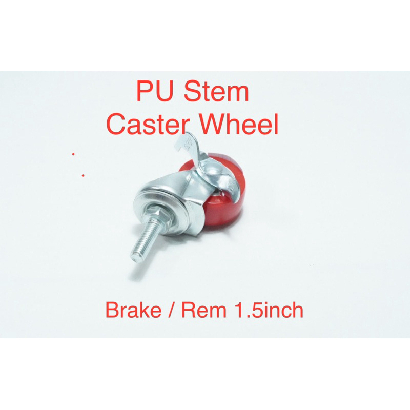 M8 สกรู PU Stem ล้อ 1.5 นิ้วเบรค 1.5 "สําหรับรถเข็นตู้รถเข็นแผ่นด้านบนไม่มีแบริ่ง | 2.046.0073 | KF1
