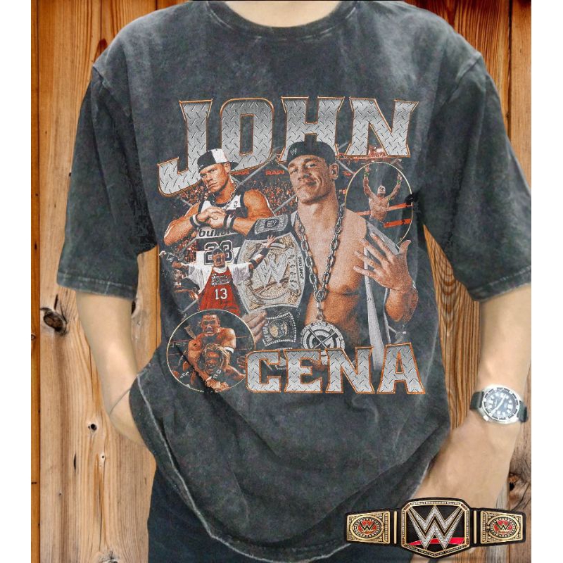 John Cena WWE Vintage Wash เสื้อยืด/เสื้อยืด John Cena WWE Smackdown Vintage Unisex Oversize