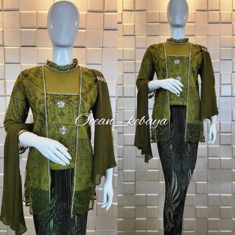 ใหม ่ Flea SEBAYA SET PEYET Shawl- ~ แฟชั ่ น Graduation KABAYA-Luxury Contract KABAYA SET