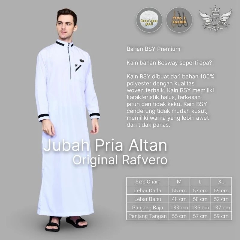 AL-TAN ORIGINAL RAFVERO Bandung เสื้อคลุมชายมุสลิมแขนยาวธรรมดา