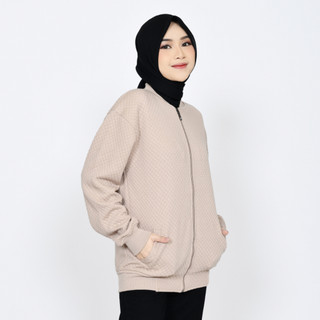 Jaket Sweater Comfy Zipper Wanita Bahan Diamond Knit Premium