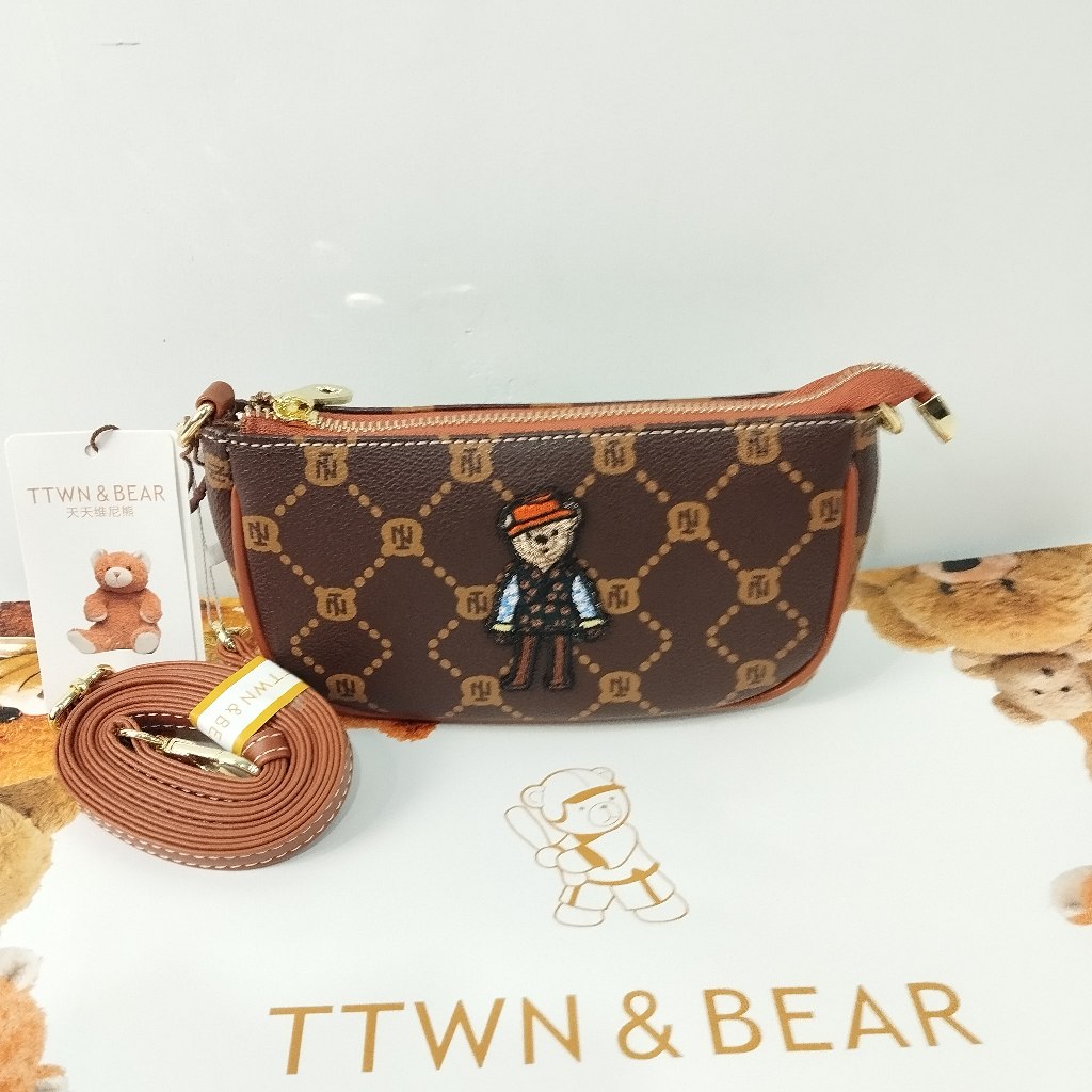 Ttwn Bear Original TT2183 กระเป๋าสตางค์ สีน้ําตาล สําหรับผู้หญิง TTWNBEAR