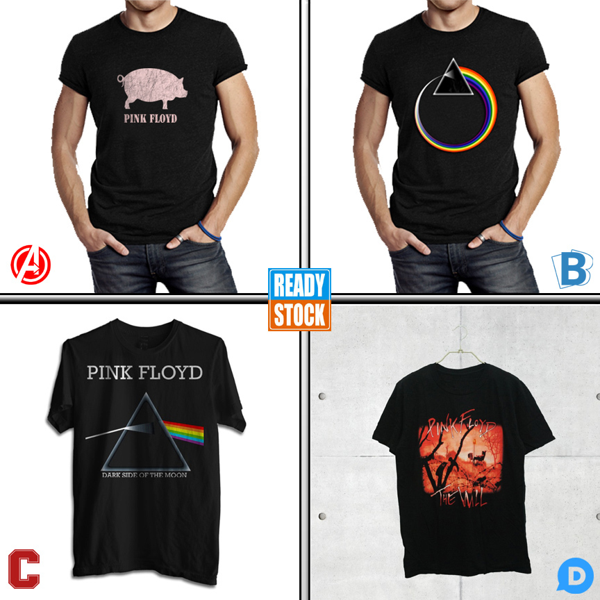 เสื้อยืด ผ้าฝ้าย 100% พิมพ์ลาย Pink Floyd