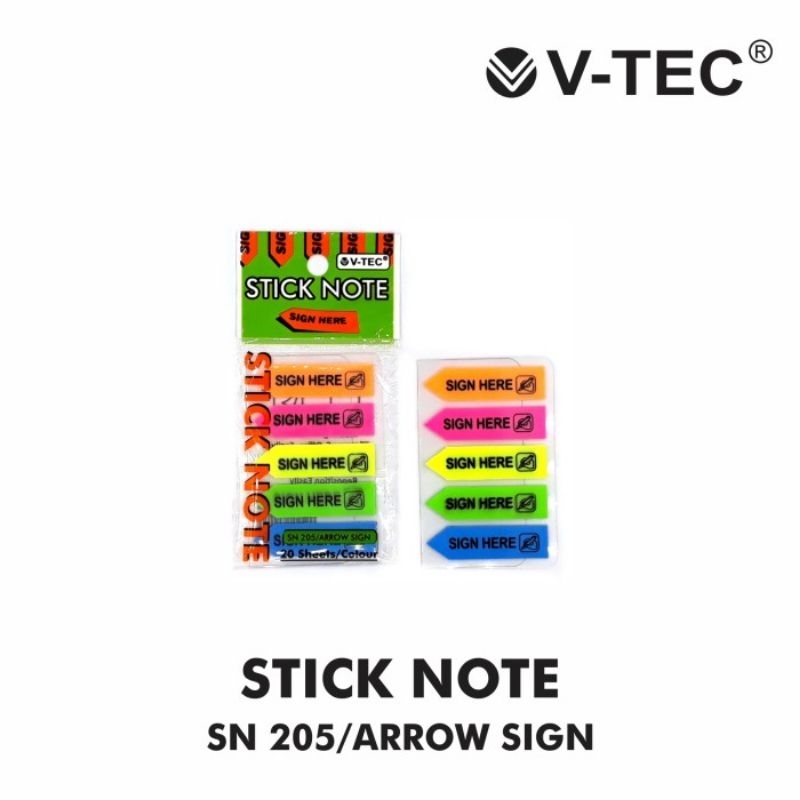 Sticky Notes V-TEC SN-205 ARROW SIGN HERE
