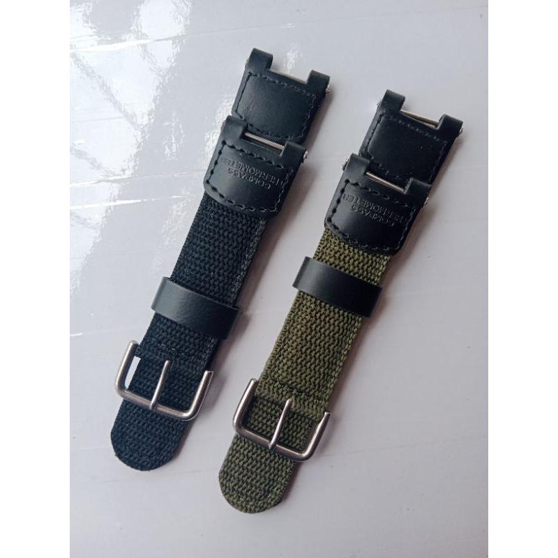 Casio SGW100 สายนาฬิกา Nylon Canvas Band Casio SGW 100 Black.green แถมปากกา/กุญแจ/ตะขอเกี่ยวสายรัด